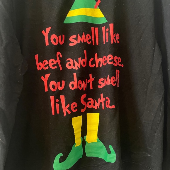 ELF Black Crewneck Sweater with Festive Design - Picture 2 of 4